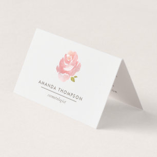 Schicke Aquarell-Rosa Rose Visitenkarten