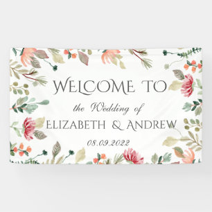 Schicke Aquarell-Wildblumen-Hochzeit Banner