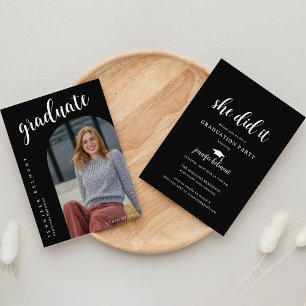 Schicke Arch-Foto Sie hats geschafft Quaste Abschl Einladung