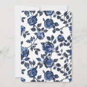 Schicke blaue Blumen Geburtstag Einladung (Rückseite)