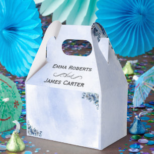Schicke blaue Blumen-Hochzeitsgunst-Behälter Geschenkschachtel