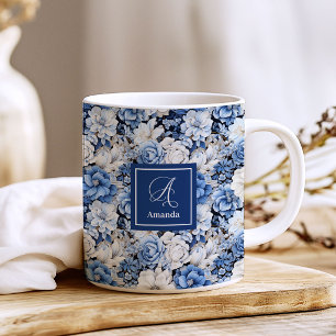 Schicke blaue Blumen individuell benannte Kaffeeta Kaffeetasse