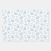 Schicke blaue Blumen-Oster-Eier Geschenkpapier Set (Vorderseite 2)