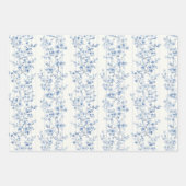Schicke blaue Blumen-Oster-Eier Geschenkpapier Set (Vorderseite)