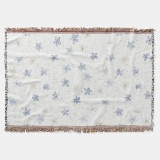 Schicke blaue Creme-Blumen Decke (Vorderseite)