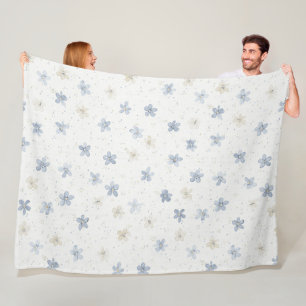 Schicke blaue Creme-Blumen Fleecedecke