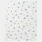 Schicke blaue Creme-Blumen Fleecedecke (Vorderseite)