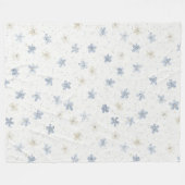 Schicke blaue Creme-Blumen Fleecedecke (Vorderseite (Horizontal))
