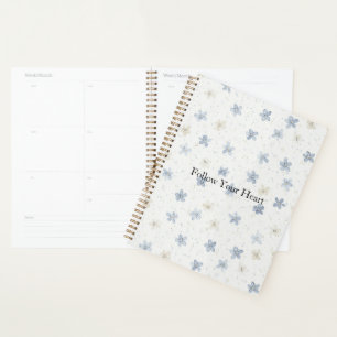 Schicke blaue Creme-Blumen Planer