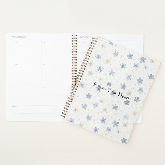 Schicke blaue Creme-Blumen Planer (Anzeige)