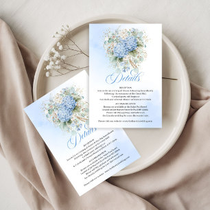 Schicke blaue florale Eukalyptus-Hochzeitsdetailka RSVP Karte