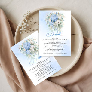 Schicke blaue florale goldene Hochzeitsdetails Kar RSVP Karte