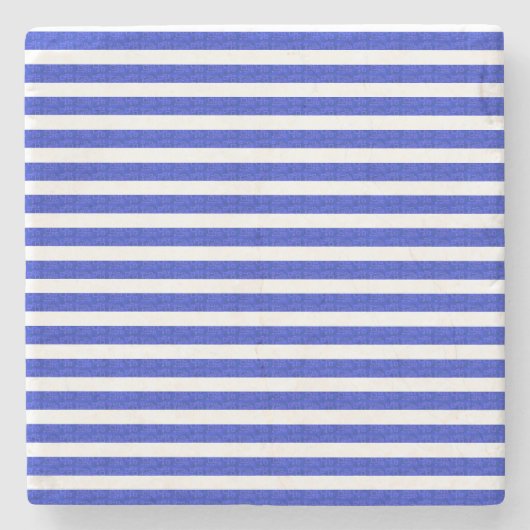 Schicke blaue geometrische Streifen Steinuntersetzer (Vorderseite)