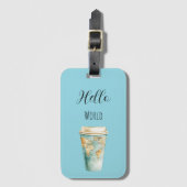 Schicke blaue Hello-World-Kaffeetasse Gepäckanhänger (Vorderseite Vertikal)