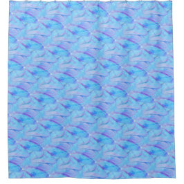 Schicke Blaue Malerische Blütenblattmuster Duschvorhang
