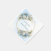 Schicke blaue Pfingstrose-Gold-Glitter-Rahmen-Hoch Serviette (Ecke)
