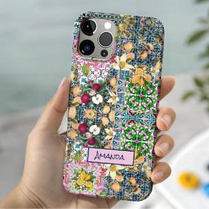 Schicke blaue rosa sizilianische Zitrus-Blumenflie Case-Mate iPhone Hülle
