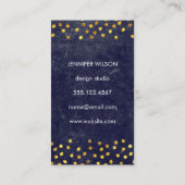 schicke blaue Textur mit goldenen Flecken, monogra Visitenkarte (Rückseite)