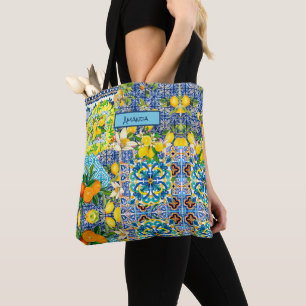 Schicke blaue türkisfarbene sizilianische Zitrus-B Tasche