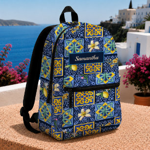 Schicke blaue türkisfarbene sizilianische Zitrus-M Bedruckter Rucksack