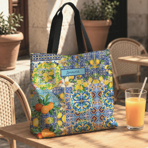 Schicke blaue türkisfarbene sizilianische Zitrusfl Tasche