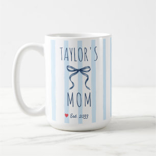 Schicke Blaue Wasserfarben Streifen und Bogen Mama Kaffeetasse