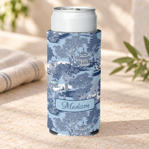 Schicke blaue weiße Weiden-Chinoiserie Cottage Selters Dosenkühler