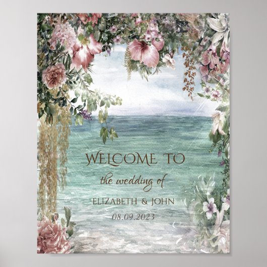 Schicke Blumen Ozean Poster (Vorne)