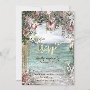 Schicke Blumen Ozean RSVP Einladung