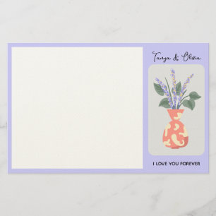 Schicke Blumen-Vase-Illustration mit Lavendel  Briefpapier