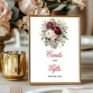 Schicke Blush-Burgunder-Karten-und-Geschenke-Tisch Poster