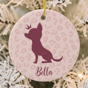 Schicke Blush Leopard Prinzessin Chihuahua Keramik Ornament