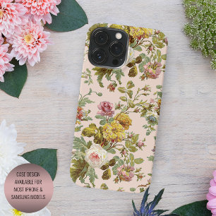 Schicke Blush-Pink-Rose-Gelbe-Blumen-Blatt-Muster Case-Mate iPhone Hülle