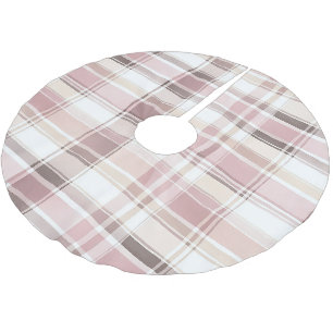 Schicke Blush Rosa Weiße Creme Karo Weihnachten Polyester Weihnachtsbaumdecke