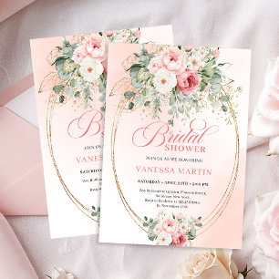 Schicke Blush- und Gold-Dusty-Rose-Brautparty-Kart Einladung
