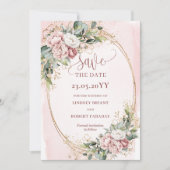 Schicke Bohemian Roségold-Grün Save The Date (Vorderseite)