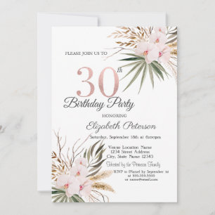 Schicke Boho Blumen 30. Geburtstag Einladung
