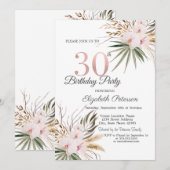 Schicke Boho Blumen 30. Geburtstag Einladung (Vorne/Hinten)