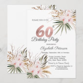 Schicke Boho-Blumen 60. Geburtstag Einladung (Vorne/Hinten)