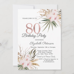 Schicke Boho-Blumen 80. Geburtstag Einladung