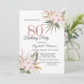 Schicke Boho-Blumen 80. Geburtstag Einladung (Stehend Vorderseite)
