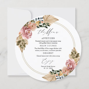 Schicke Boho-Blumen-Hochzeits-Kreismenükarten Einladung