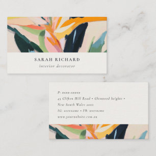 Schicke Boho-Bunte Paradiesvogel-Blumen bemalt Visitenkarte