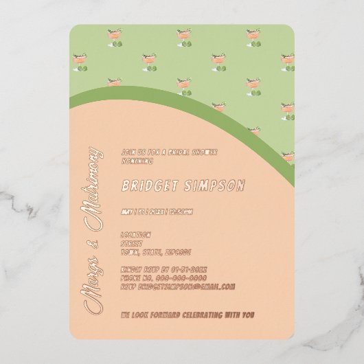 schicke Boho-Summen und eheliches Brautparty Folieneinladung (Vorderseite)