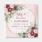 Schicke Boho Tiefroter Rouge Gold Save the Date Ma Magnet (Vorne)