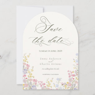 Schicke Boho-Wildblumen-Hochzeit - Save the Date Einladung