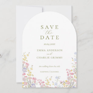 Schicke Boho-Wildblumen Hochzeit Termin merken Einladung