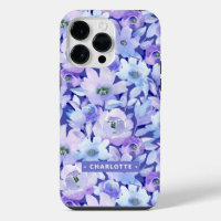Schicke botanische lila blaue Wasserfarbe Blumenna