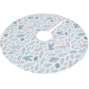 Schicke botanische Stechpalmen-Beeren-Blumenmuster Polyester Weihnachtsbaumdecke