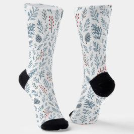 Schicke botanische Stechpalmen-Beeren-Blumenmuster Socken